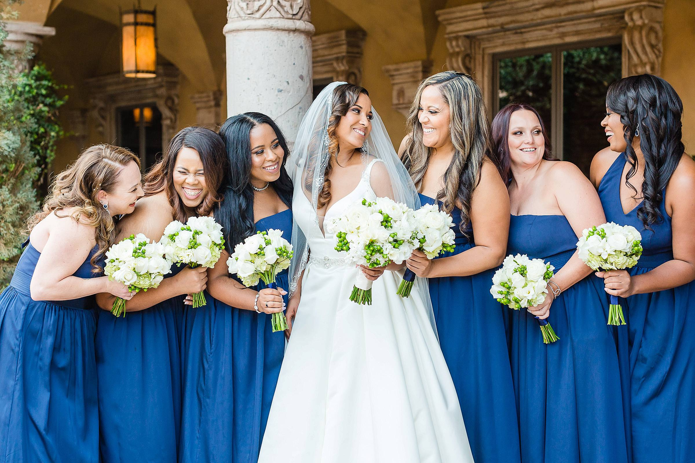 Bridesmaids Blue Dresses Villa Siena Photo
