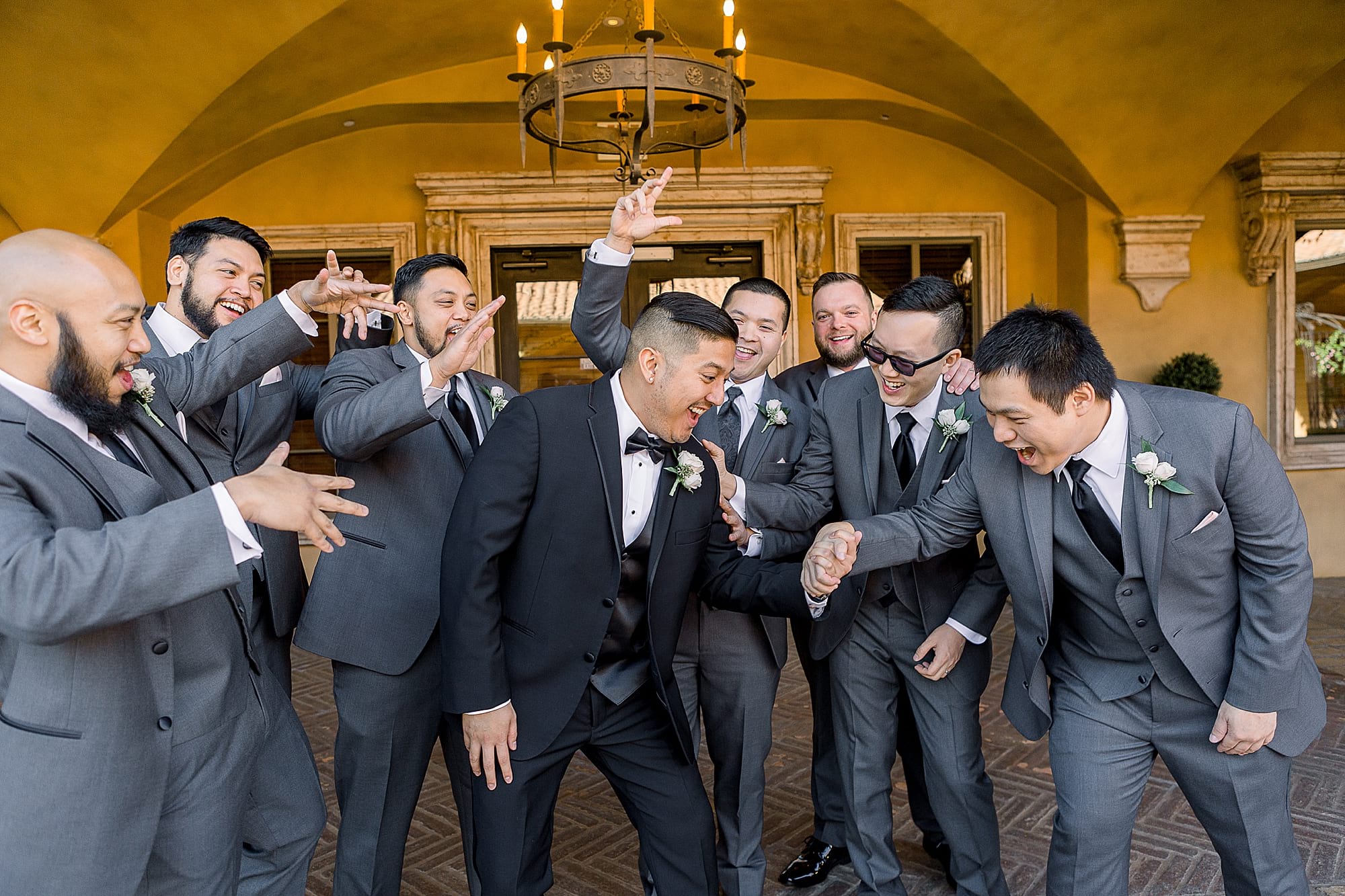Elegant mauve and gray wedding photos at Villa Siena by Phoenix Arizona Wedding Photographers