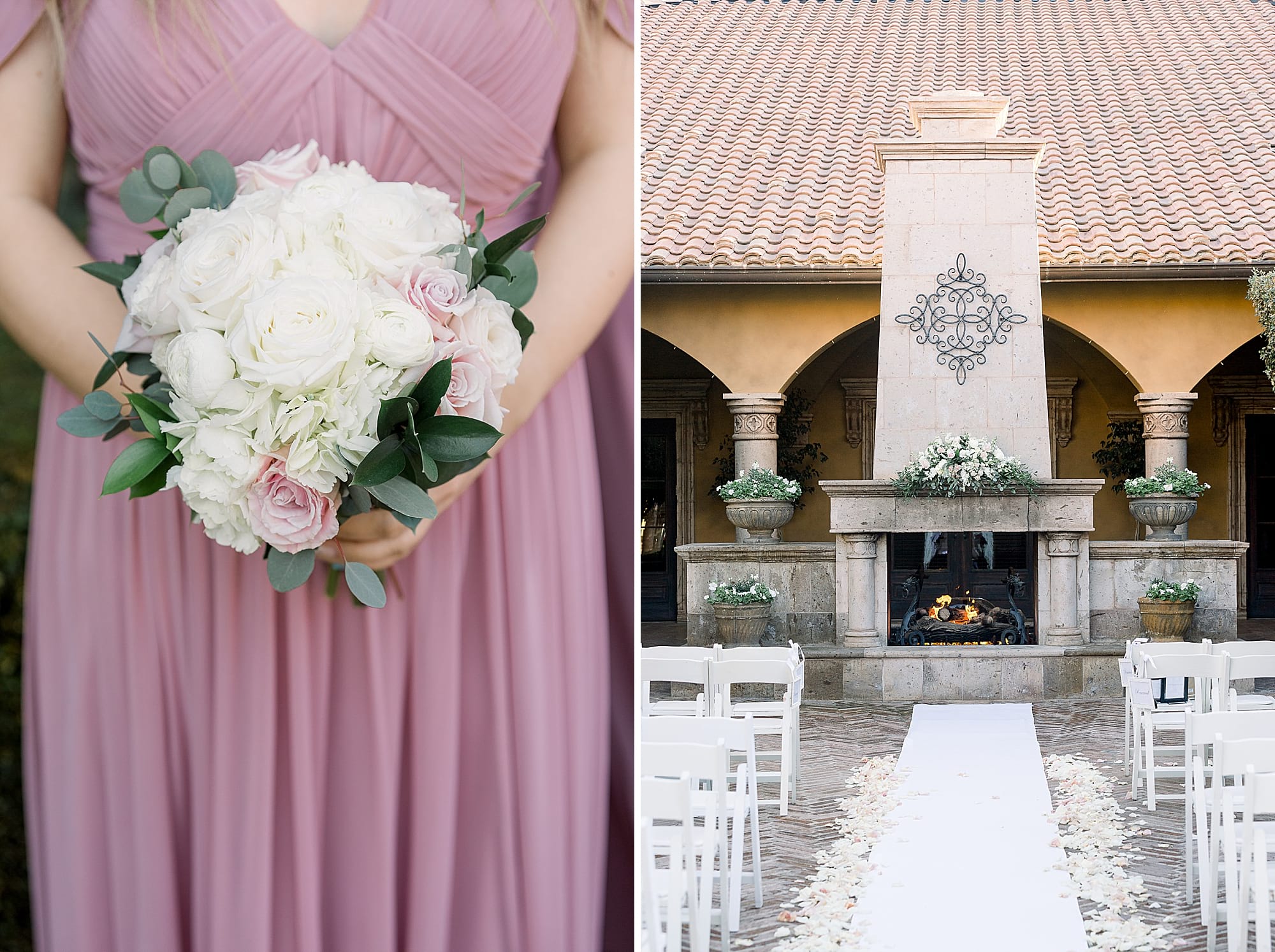 Elegant mauve and gray wedding photos at Villa Siena by Phoenix Arizona Wedding Photographers