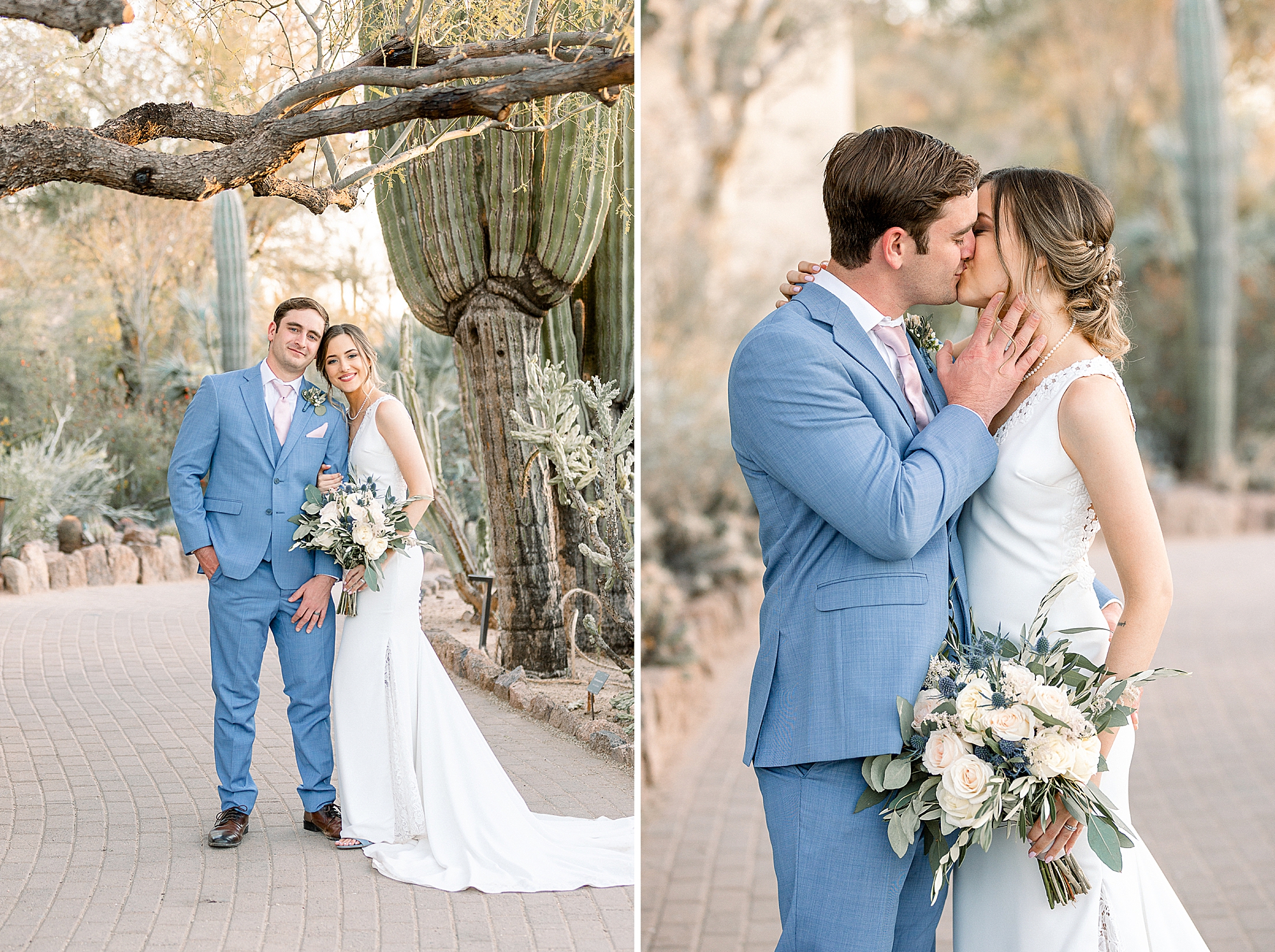 Bride and Groom at their wedding at Desert Botanical Garden