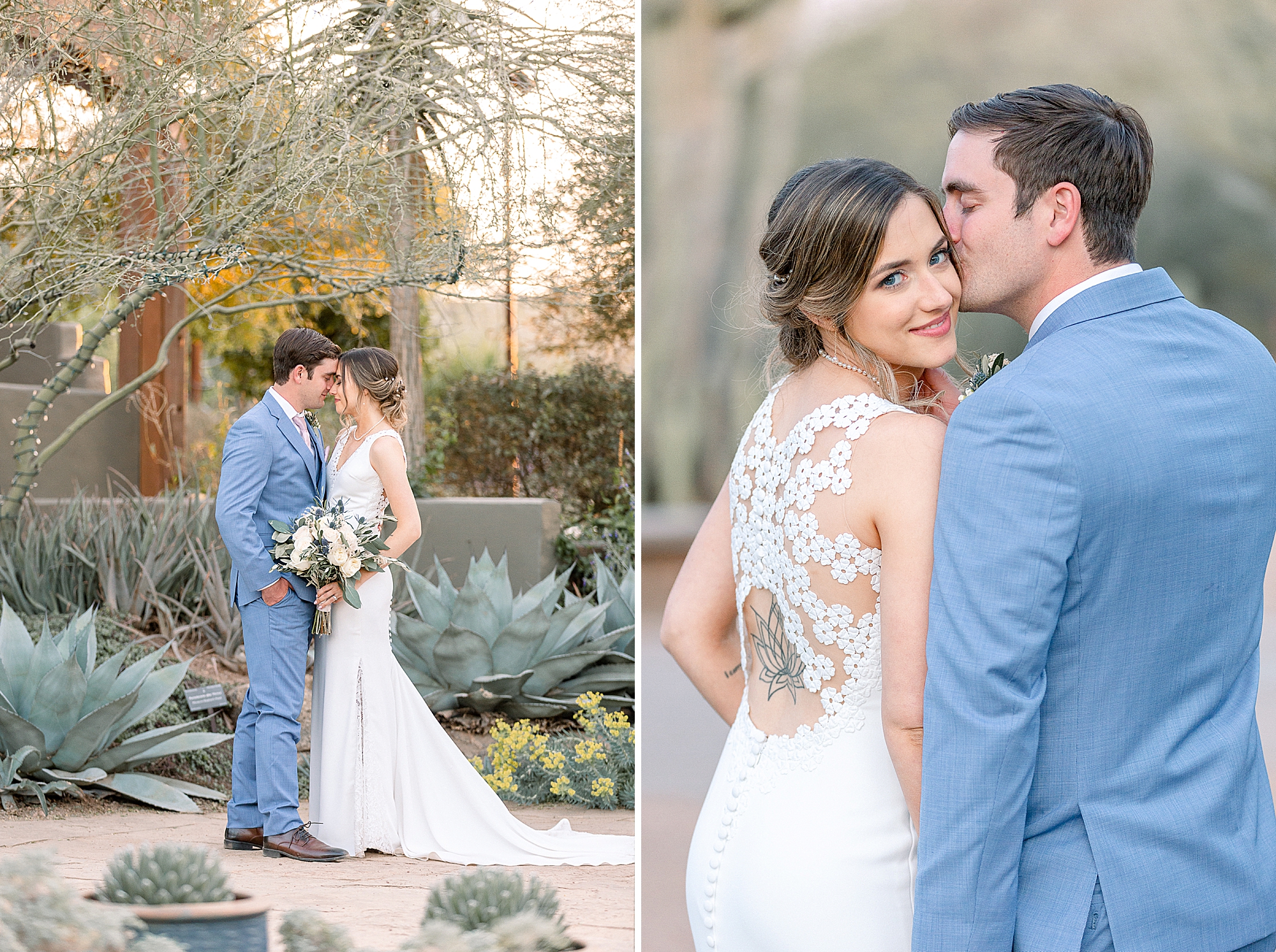 Bride and Groom at Wedding at Desert Botanical Garden