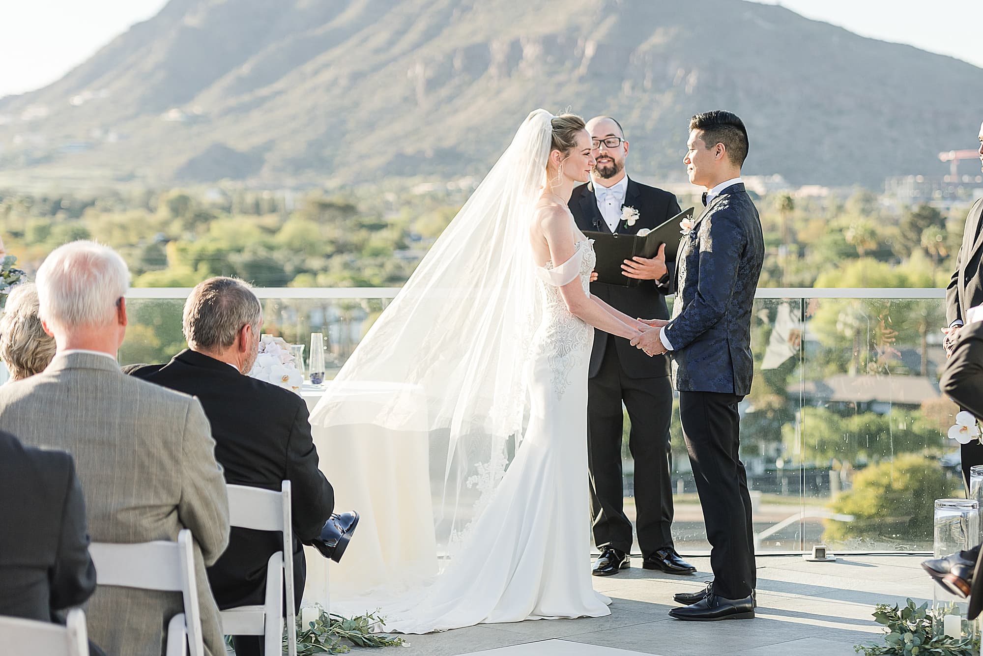 Mid-Century Vibe Wedding ceremony at Hotel Valley Ho