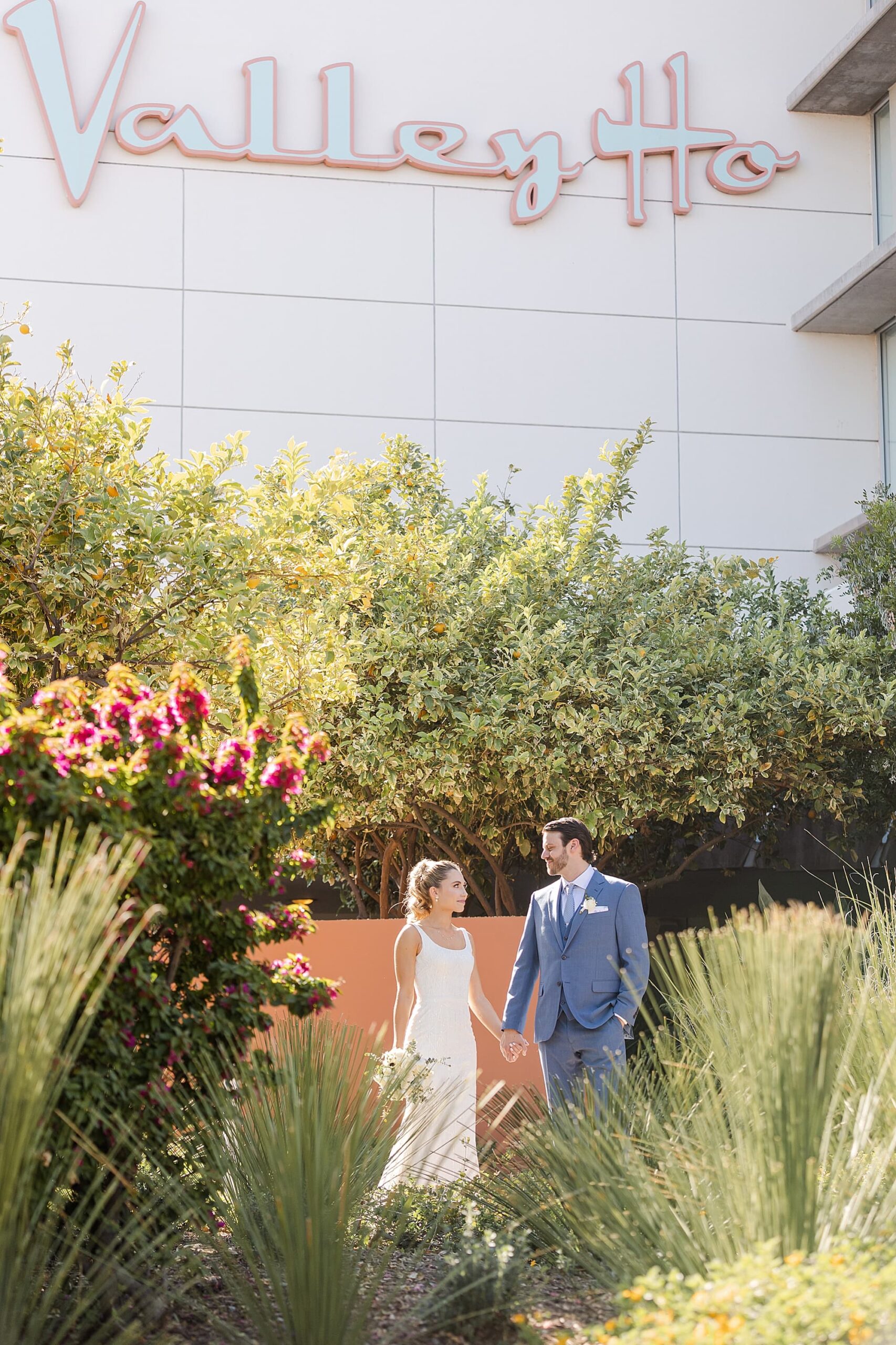 Old Town Scottsdale Wedding at Hotel Valley Ho couple walking
