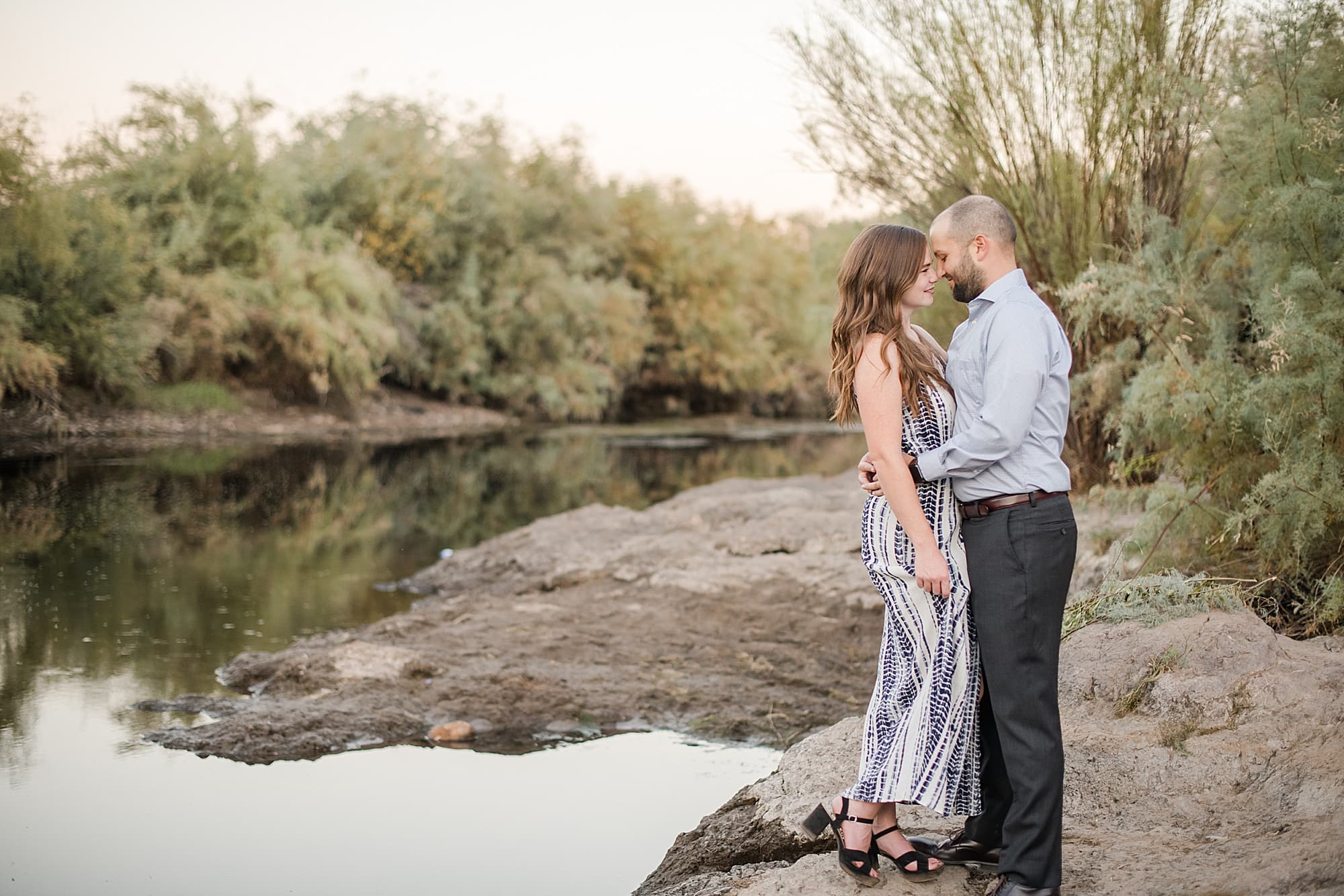 warm fall engagement session at coon bluff along the salt river