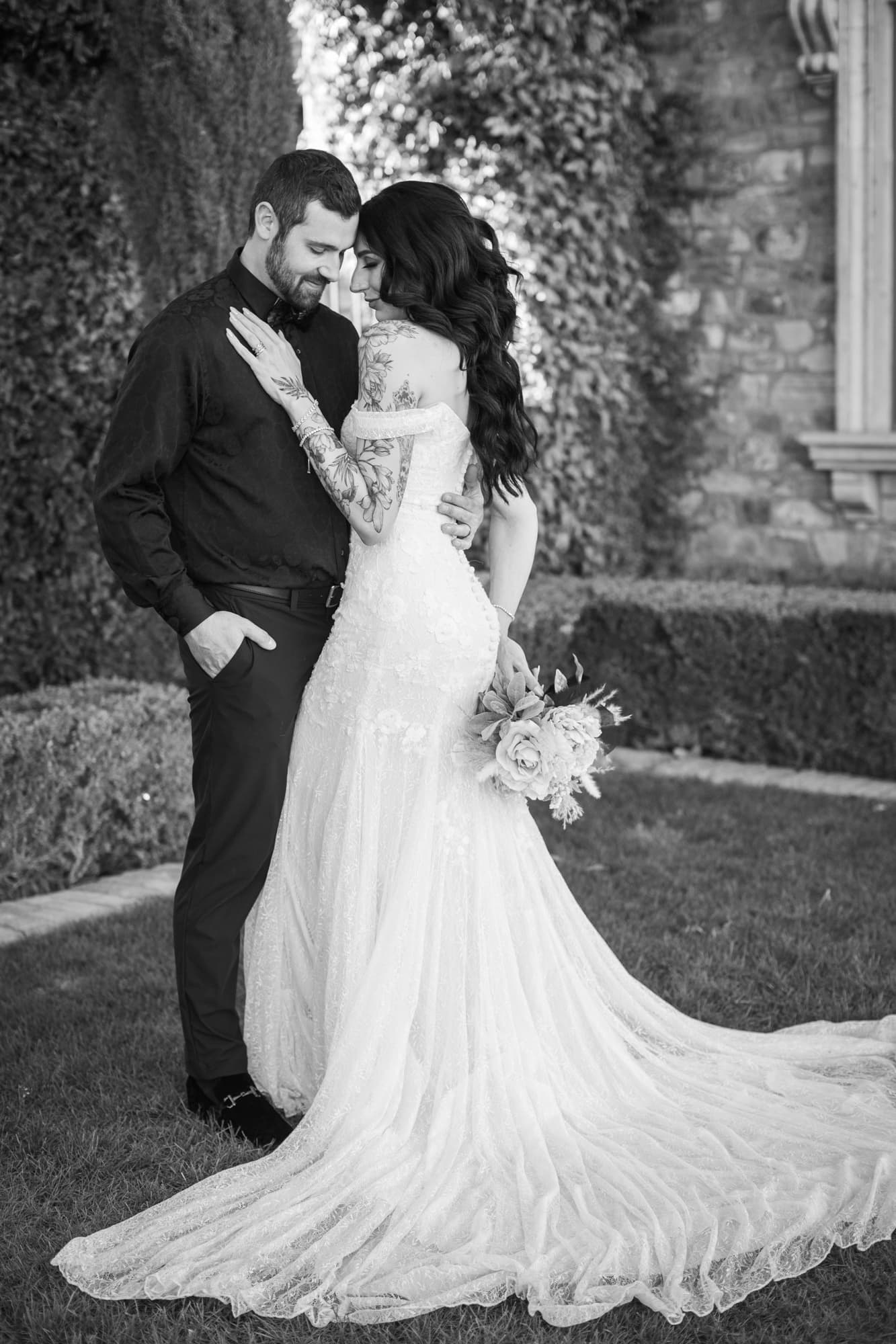Romantic black and white wedding Villa Siena Arizona Wedding Photographer