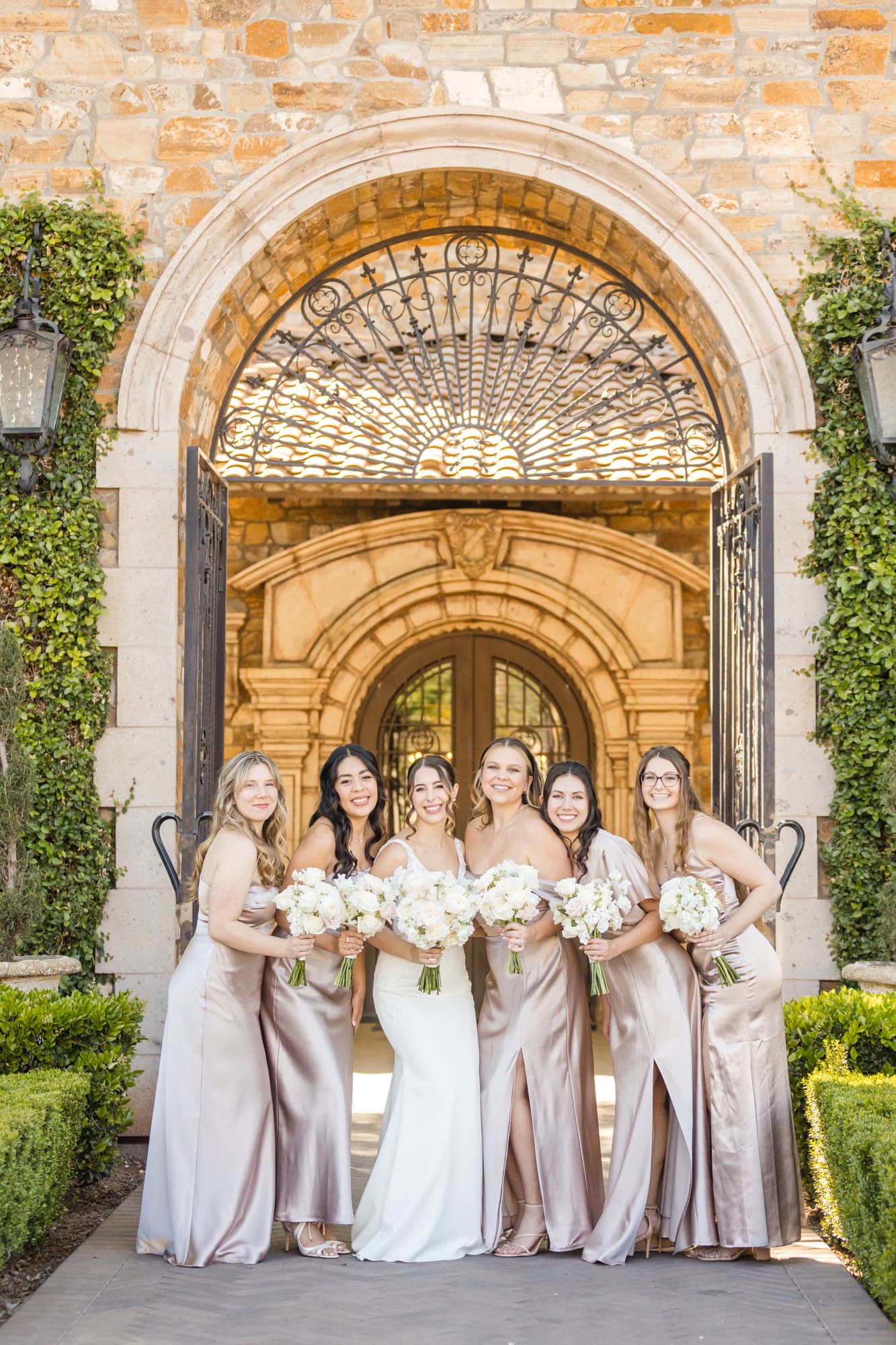 Black and Gold Wedding at Villa Siena Arizona Wedding Photographer bridesmaids