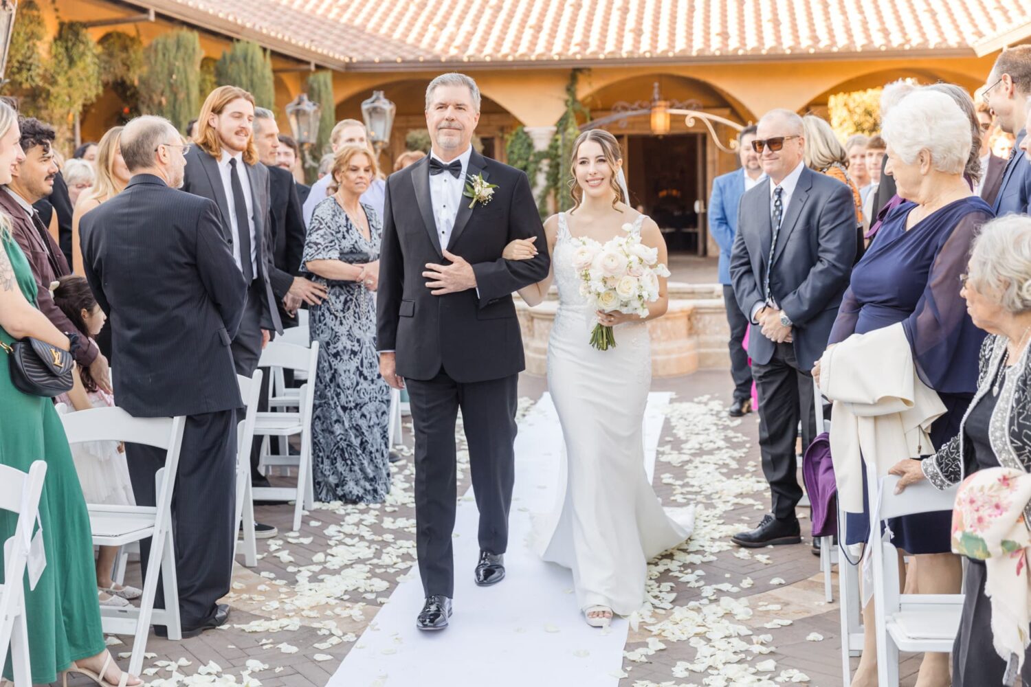 Black and Gold Wedding at Villa Siena Arizona Wedding Photographer bride and dad walking