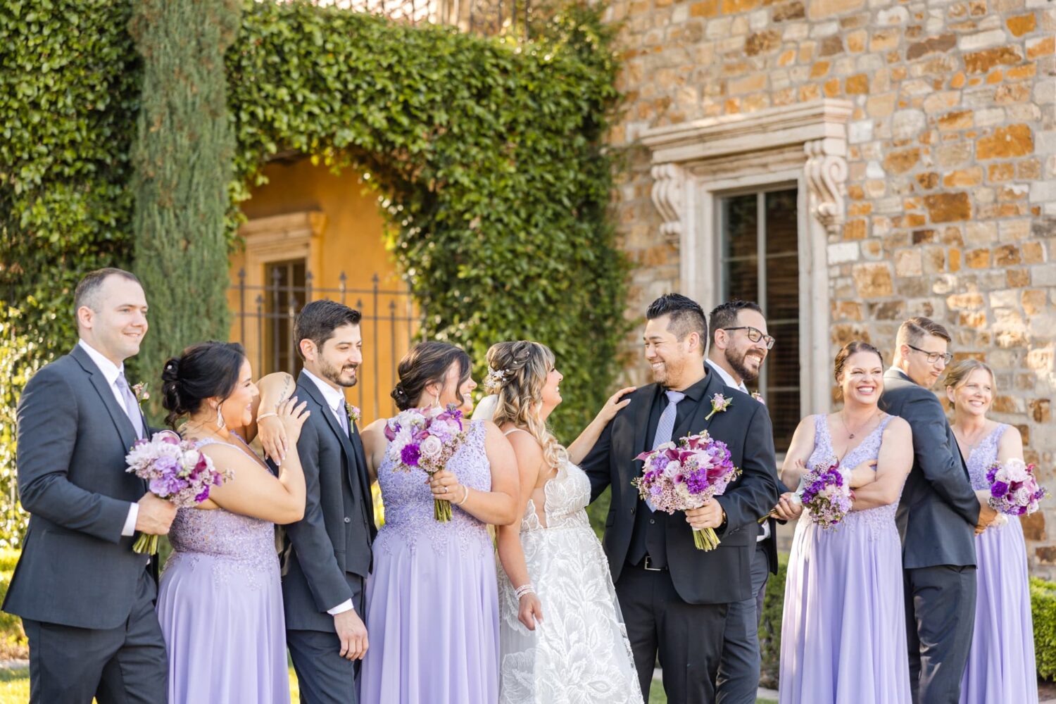 Purple Wedding Villa Siena Phoenix wedding photographer bridal party